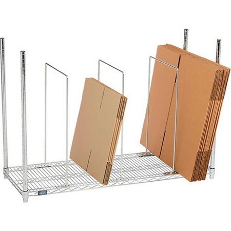 GLOBAL INDUSTRIAL Single Level Carton Stand w/ 3 Dividers, 48L x 18W x 38-1/2H, Chrome 184204